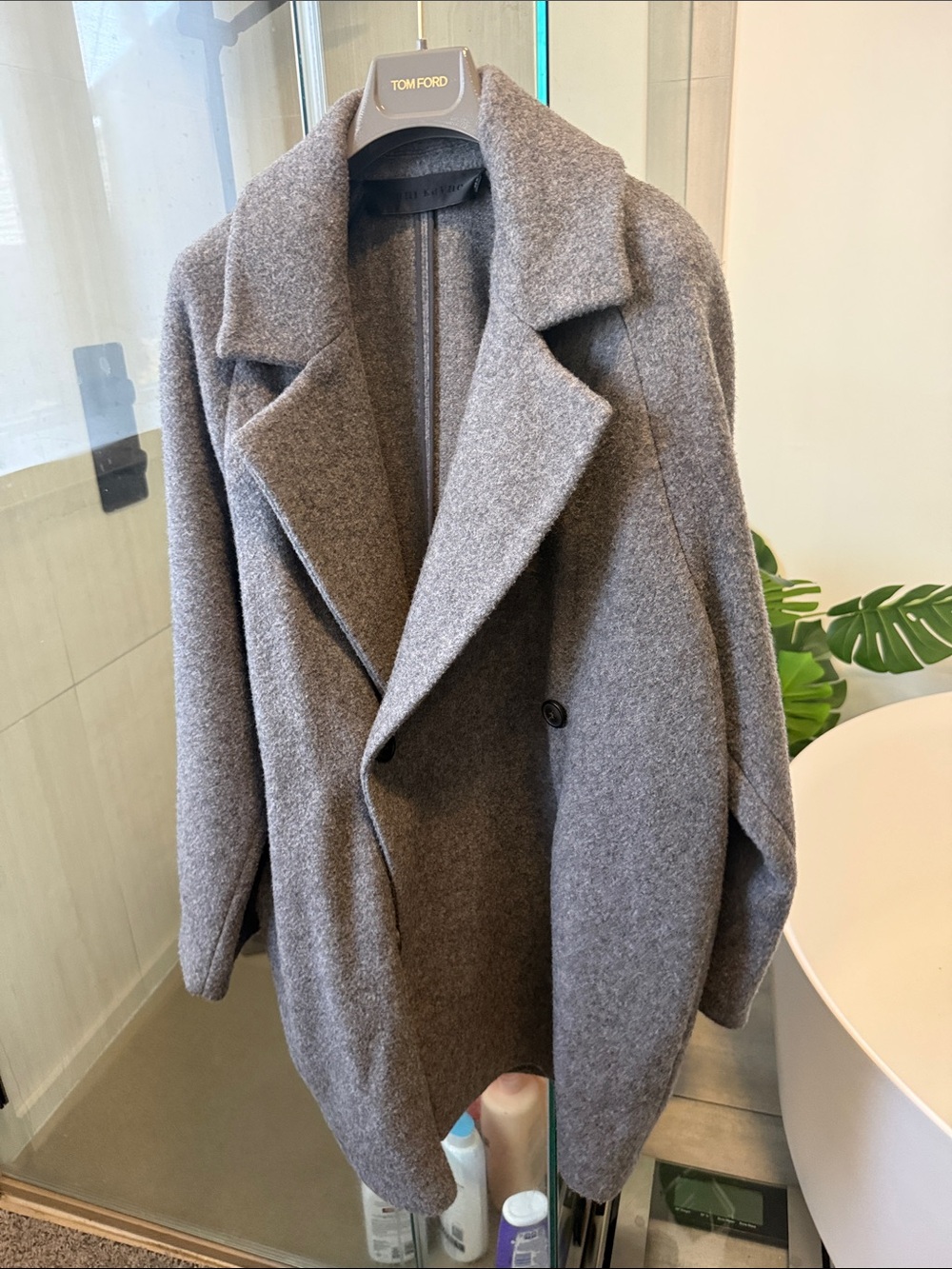 Jenni Kayne Gray Wool-Blend Oversized Pea Coat